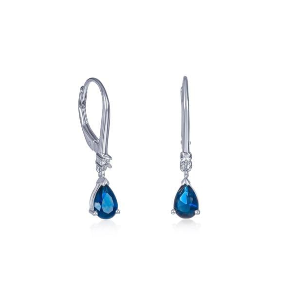 namana 925 Sterling Silver Blue Pear Drop Cubic Zirconia Leverback Dangle Earrings