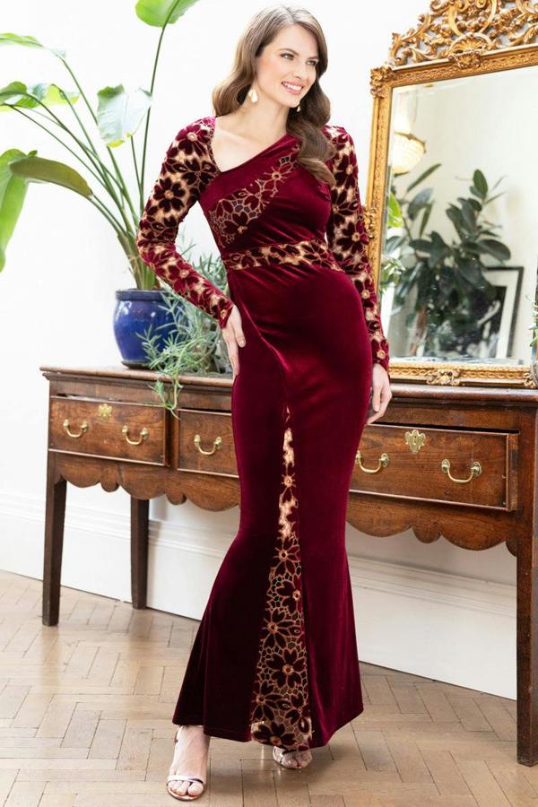 HotSquash Velvet Embroidered Gown