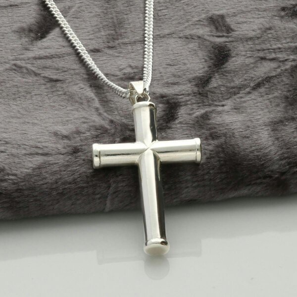Christopher James of London Sterling Silver Column Cross Pendant And Optional Chain
