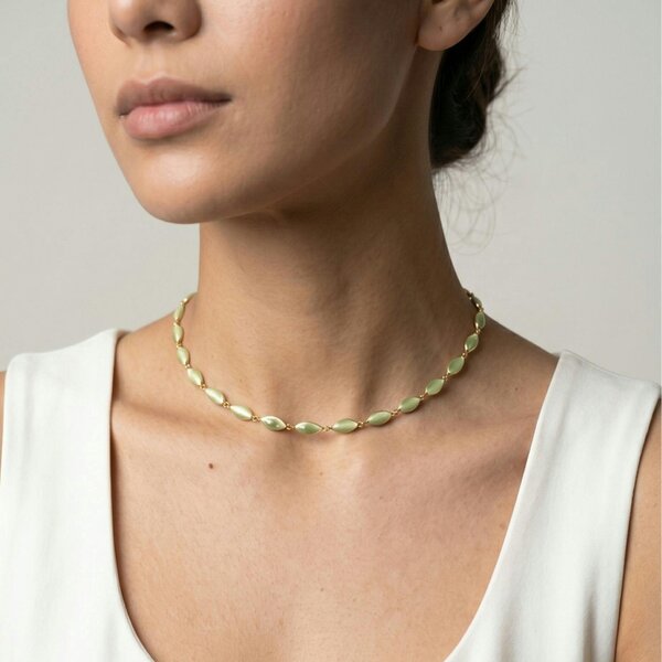 Uchi & Soto Nekomeishi Green Cats Eye Necklace