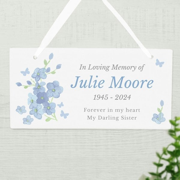 Personalised Memento Company Personalised Memorial Forget Me Not Wooden Sign