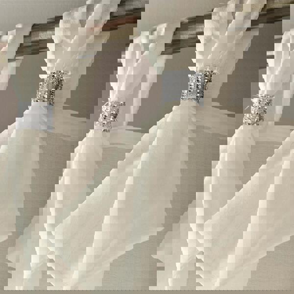 Luxury Living Linen Look Voile Tab Top Curtain Pair