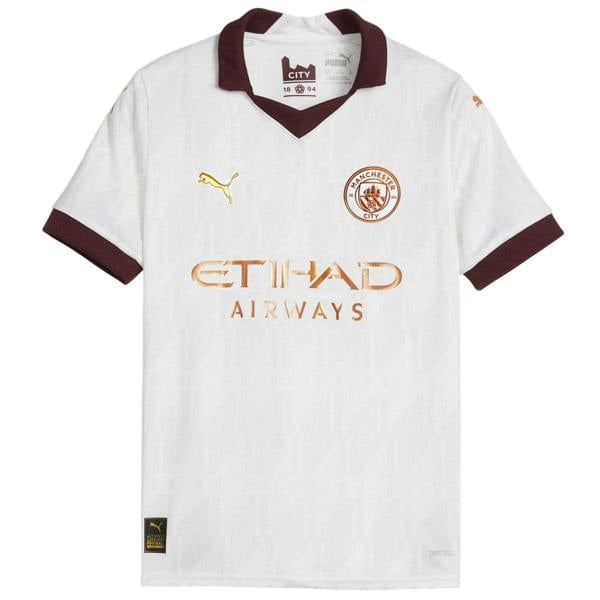 Puma Childrens/Kids Manchester City Away Shirt - White/Bronze/Burgundy - 