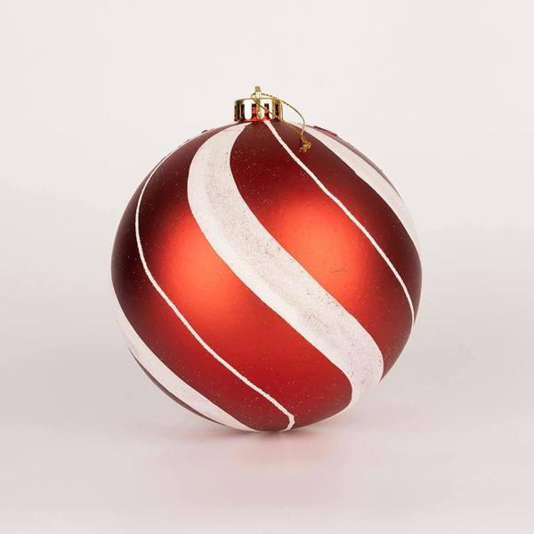Shatchi 15cm Red and White Candy Stripe Shatterproof Christmas Baubles Set of 3 Tree Decorations
