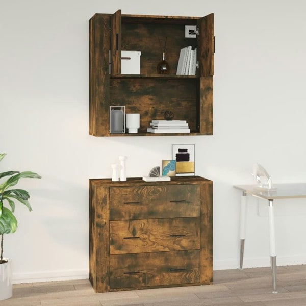 Berkfield Wall Cabinet Smoked Oak 80x33x80 cm Engineered Wood