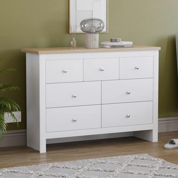 Vida Designs Arlington 4+3 Drawer Chest, Grey