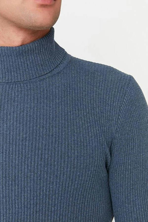 WOVCOR Slim Fit Turtleneck Ribbed Knit Men's Sweater