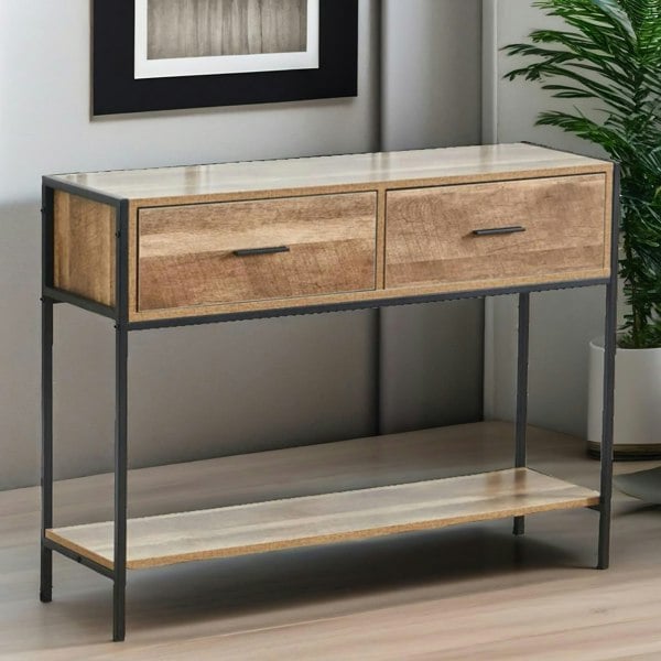 Rafaelo Mobilia Industrial Console Table With 2 Drawers