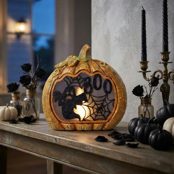 Garden Greatness Illuminated Boo Ghost Pumpkin Ornament