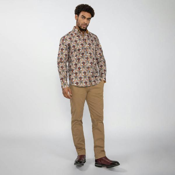 STAINED GLASS SAINTS PRINT SHIRT - Premium Men's Patterned Shirt by Claudio Lugli | Bold Design, Tailored Fit, Best Printed Shirts