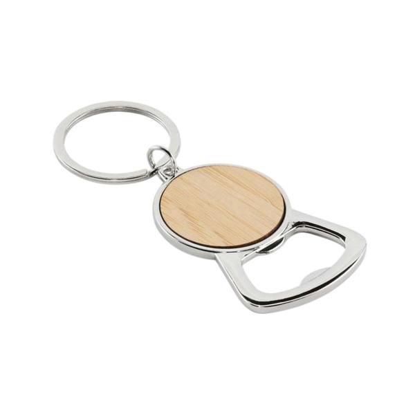 MidOcean Keypop Bamboo Recycled Aluminium Bottle Opener Keyring - Wood - 