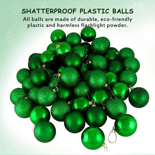 Shatchi Shatterproof Dark Green Christmas Baubles Pack Sizes for Tree Decorations, 30mm PVC Set
