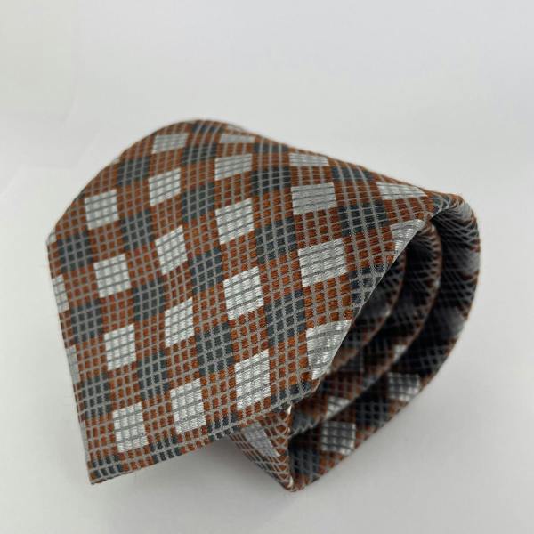 Silk Brown Check Neck-Tie - Premium Men's Patterned Shirt by Claudio Lugli | Bold Design, Tailored Fit, Best Printed Shirts