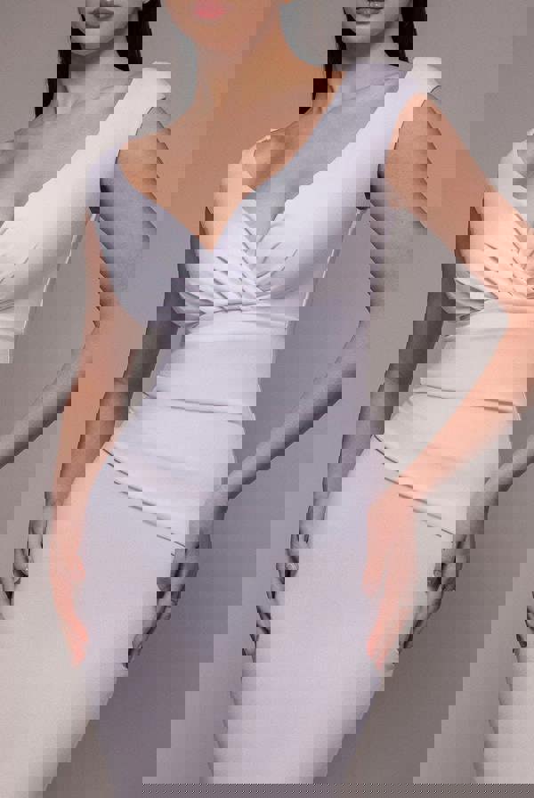 Bardot Pleated Maxi Dress - White DR1092