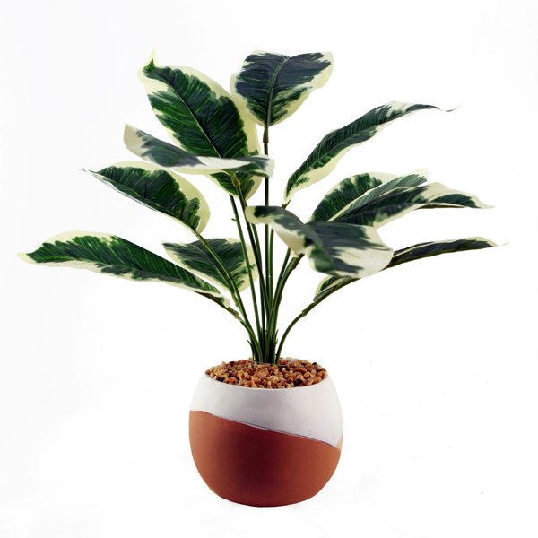 Leaf 40cm Artificial Pothos Variegated Plant with Planter