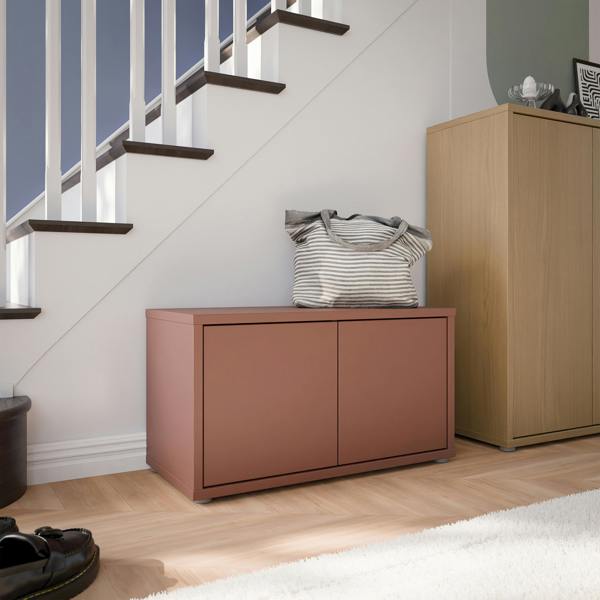 Furniture To Go Alice Springs Bench with 2 Doors Push-to-Open in Terracotta