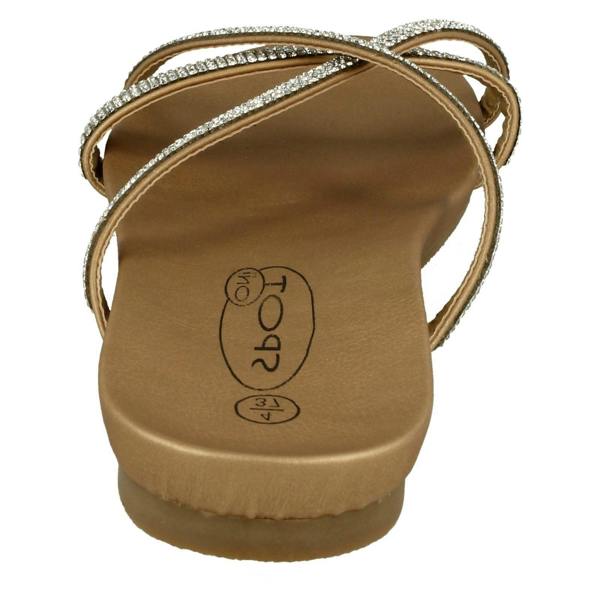 Spot On Ladies Spot On Diamante Flat Sandals