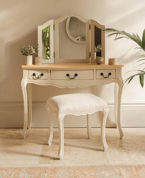 Statement Furniture Juliette Dressing Table Set with Table, Mirror and Stool. French Vanity Unit