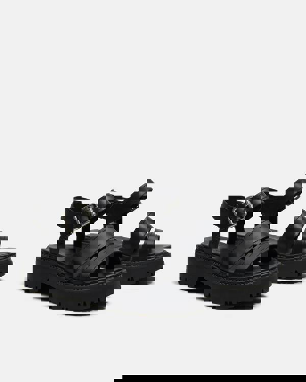 Timberland Stone Street Backstrap Full Grain Leather Womens Sandals - Black | CHO | Designer Womens Flat Sandals