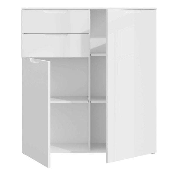 Wyld Haus Leipzig White Gloss Chest of Drawers 2 Doors 2 Drawers