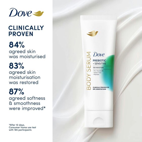 Dove Prebiotic Sensitive Body Serum 6 Pack, Pro Vitamin B5 & Peptides, 6x200ml