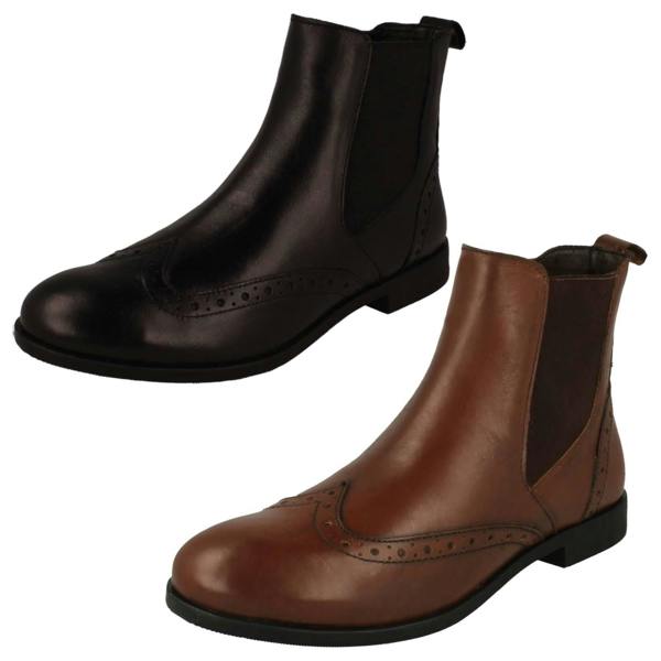 Leather Collection Ladies Leather Collection Brogue Detailed Chelsea Boots F4455
