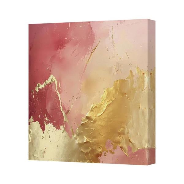 Benjamin Tate Design Abstract Gold Pink Canvas Wall Art Print Handmade In The UK