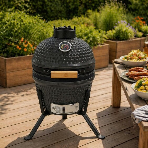 Neo Grey Kamado 13" Ceramic Mini BBQ Grill