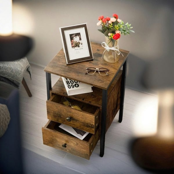 Rafaelo Mobilia Bedside Table with 2 Drawers