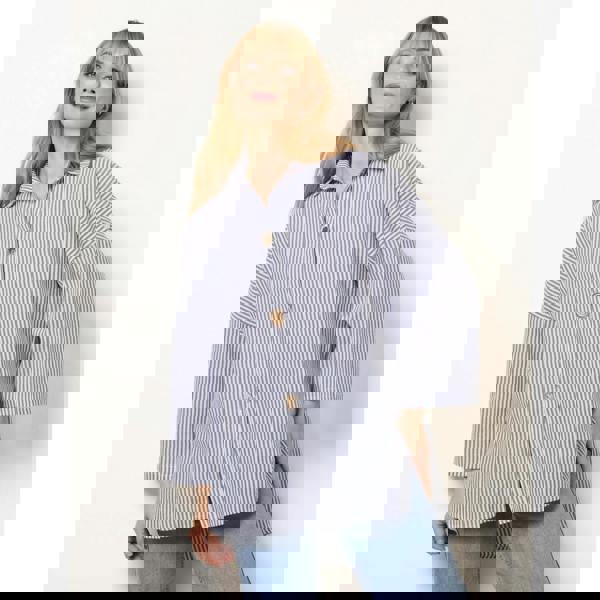 Blue Vanilla Gold Shell Button Front Stripe Shirt