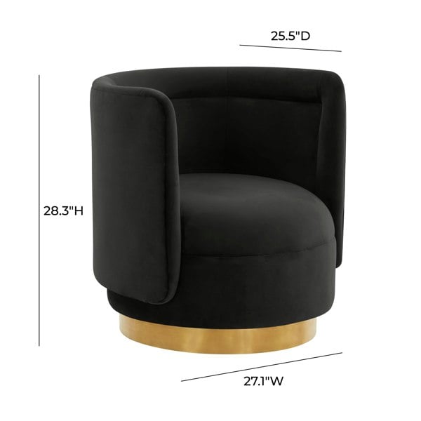 Furniture Edit Remy Black Velvet Swivel Accent Occasional Chair