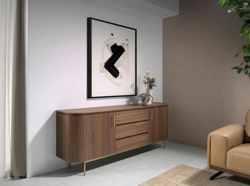Angel Cerdá Sideboard walnut and golden polished steel 3228