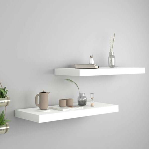 Berkfield Floating Wall Shelves 2 pcs White 60x23.5x3.8 cm MDF