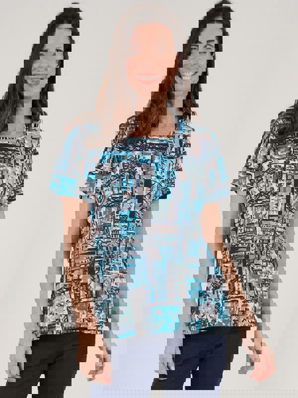 TIGI-Wear Patch-work Soft-square Neckline Top