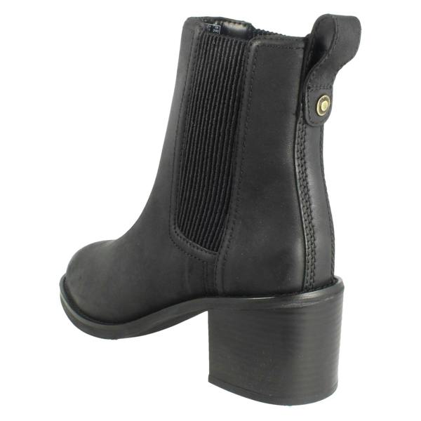 Clarks Ladies Clarks Block Heel Pull On Leather Ankle Boots Chamberly Top