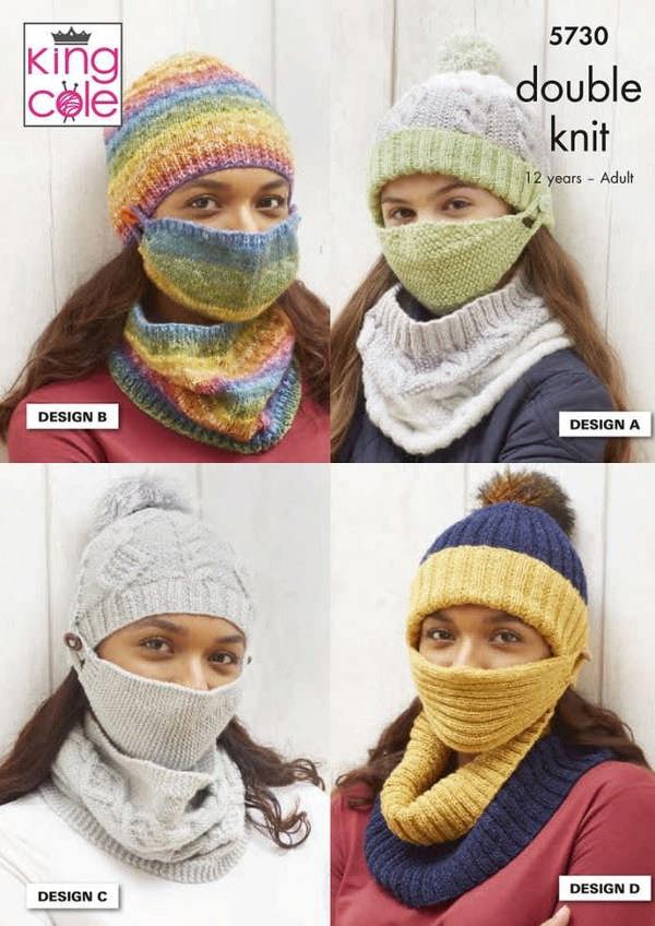 King Cole Merino Blend DK & Luxury Fur Knitting Pattern 5730, Headwear, Scarves, Accessories for Kids, Teenagers, Women, 12 Years - Adult