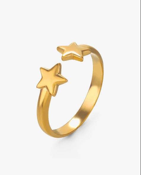 Elk & Bloom Double Star Dainty 14K Gold Ring