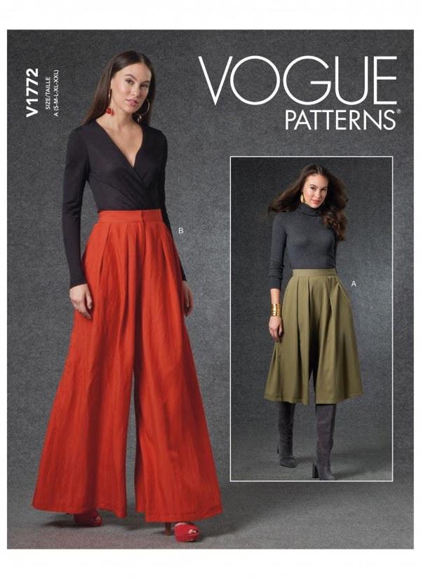 Vogue Sewing Pattern 1772, Trousers for Women, A (S-M-L-XL-XXL) - Easy