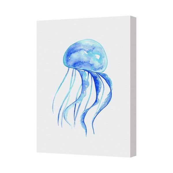 Benjamin Tate Design Blue Watercolor Jellyfish Canvas Wall Art Print 8504