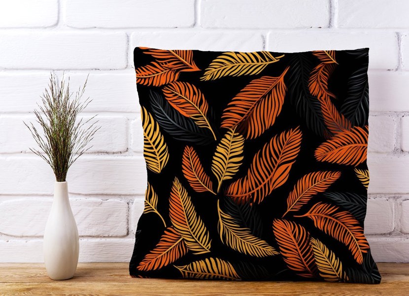 Warren Reed Orange Feather Leaves Cushions