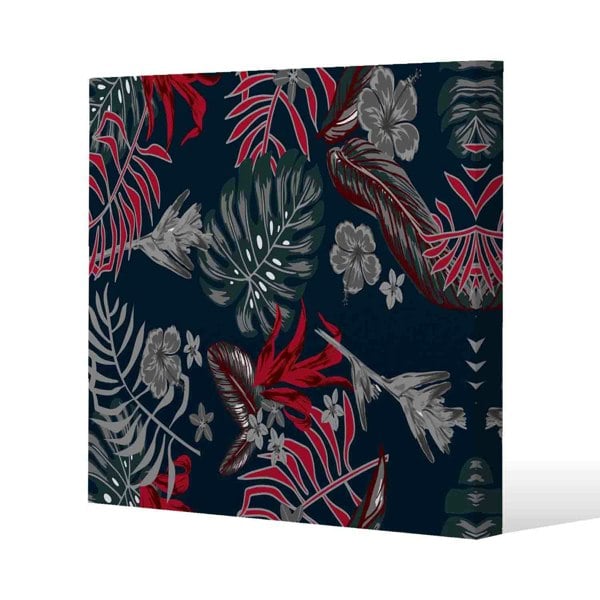 Benjamin Tate Design Leaves of Tropical Plants Slim Style Canvas Print  50x50cm , 15mm Slim Real wood.