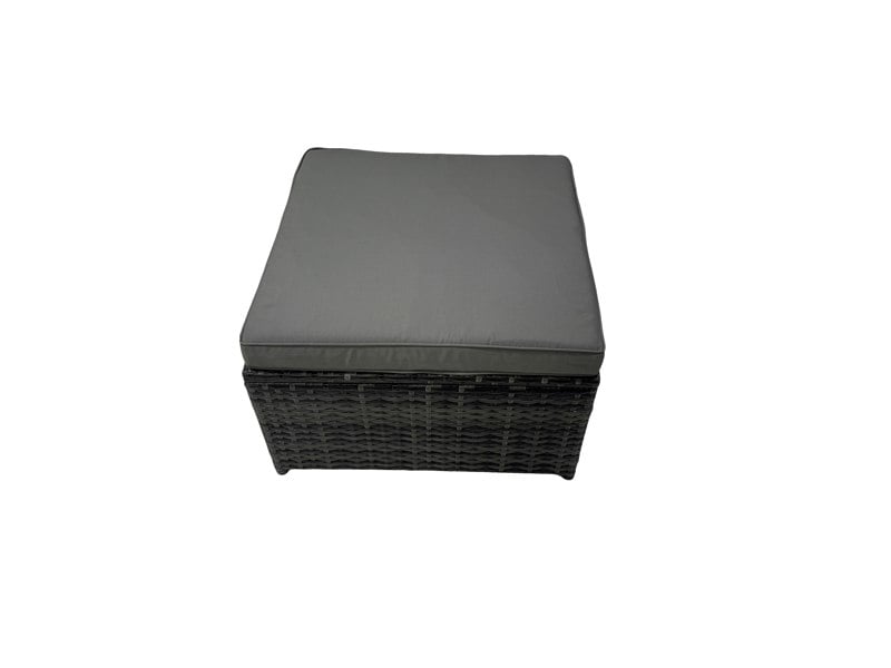 Fimous 6 Pieces Outdoor PE Rattan Garden Furniture Corner Sofa Oblong Coffee Table Set with Cushions 2 Big Footstools Dark Grey Mixed