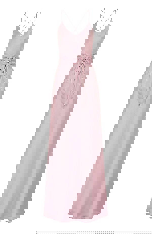 Rewritten London Brooklyn Dress in Rose Pink Satin