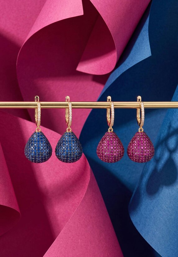 Latelita Valerie Pear Drop Gemstone Earrings Gold Ruby