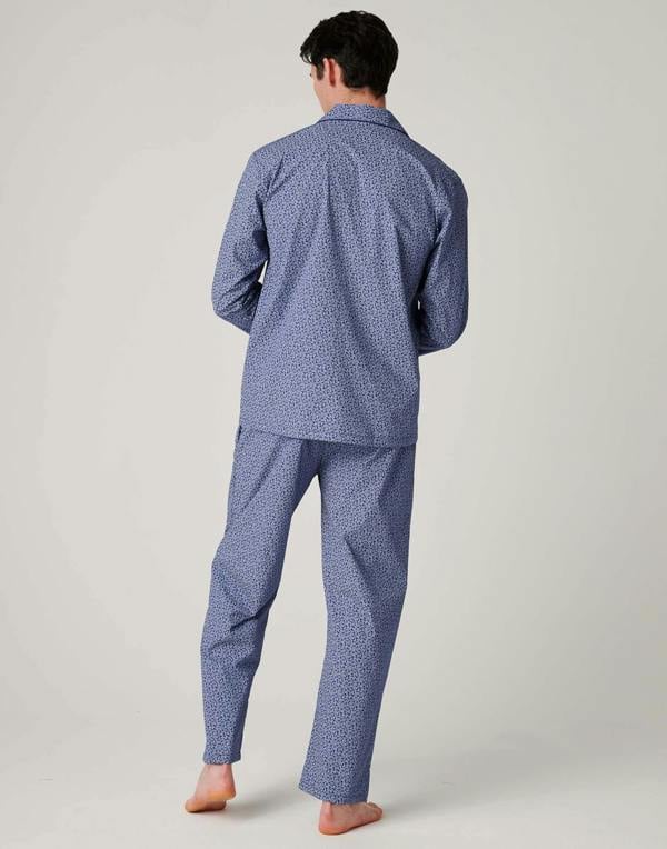 British Boxers Men's Crisp Cotton Pyjama Set – Navy Paisley