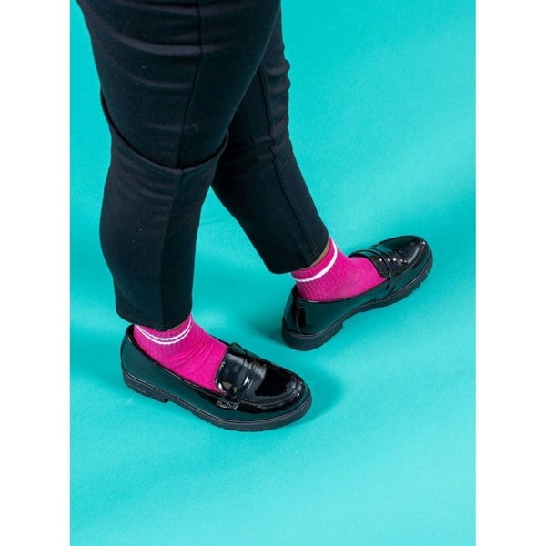 Hush Puppies Hazel Patent SNR Leather Girls's Black Loafers
