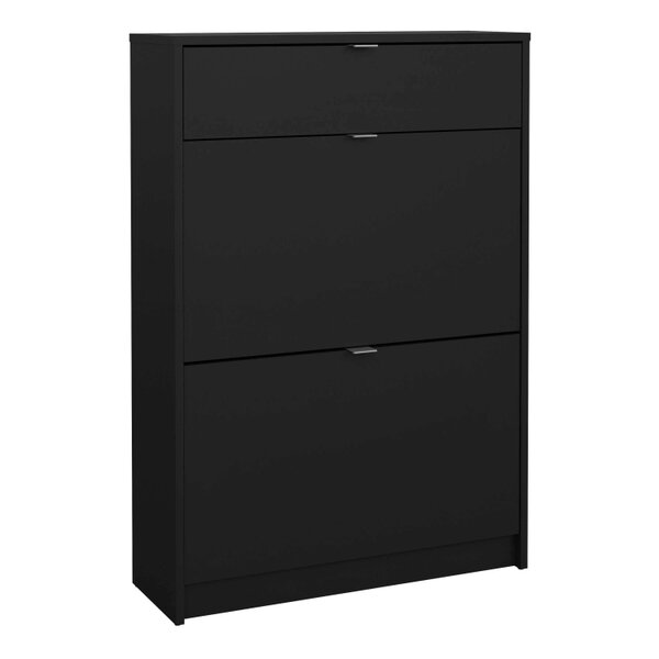 Wyld Haus Prague Black Shoe Cabinet 2 Flip Down Doors 1 Drawer
