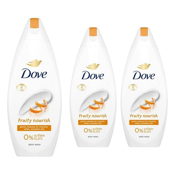 Dove Fruity Nourish Body Wash 3 Pack, 0% Sulfate SLES Shower Gel, 225ml