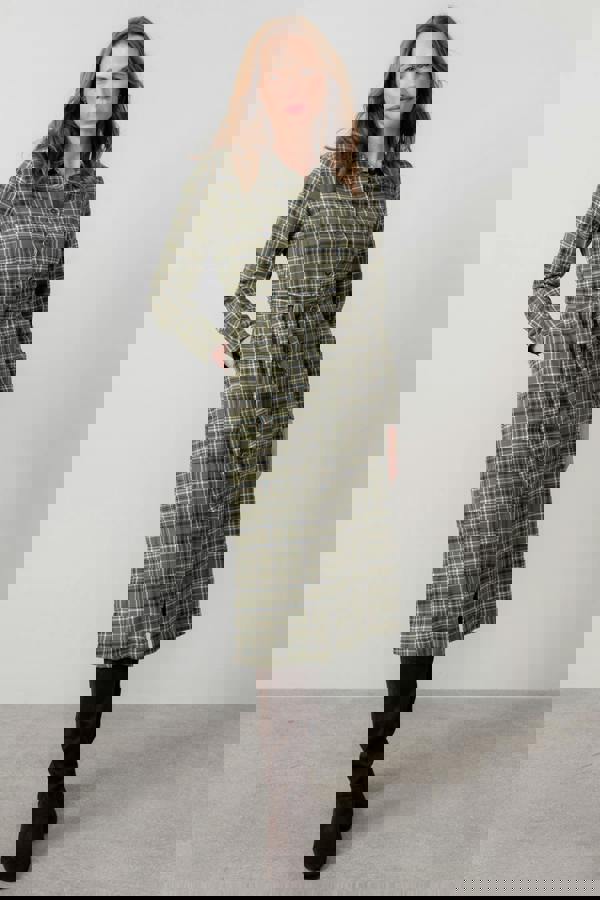 Anya Organic Brushed Cotton Midi Shirt Dress Multi | Lily and Me Clothing