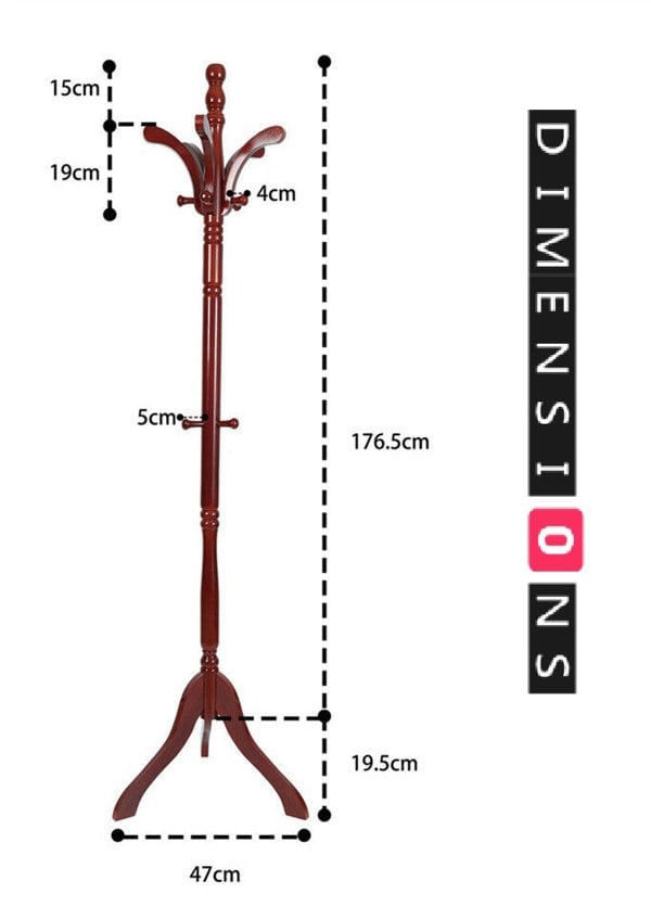 Modcraft Tall Vintage Wooden Coat Stand – 6ft with 13 Hooks for Hats